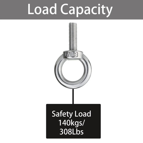 Stainless Steel Eye Bolts With Nuts And Washers 4 Pack 5/16 Inch By 1 Inch Lifting Eyebolts load capacity 308 lbs shown