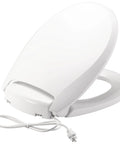 Radiance Cozy Heated Night Light Toilet Seat With Slow Close and Adjustable Fit Round White Plastic Seat 3 Temperature Settings