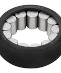 Black E Coated Rear Axle Shaft Bearing And Seal Kit For General Motors Vehicles showing metal roller bearing component.