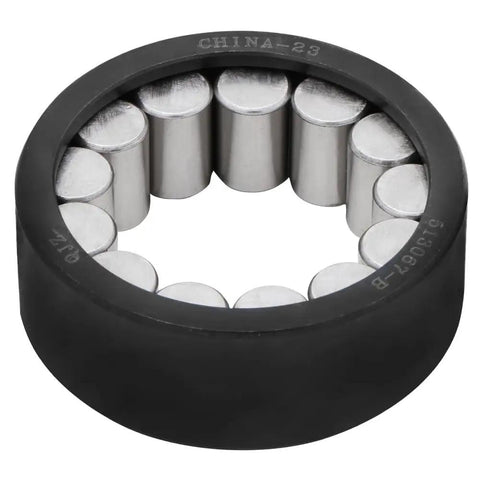 Black E Coated Rear Axle Shaft Bearing And Seal Kit For General Motors Vehicles showing metal roller bearing component.