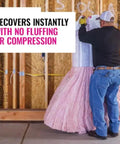 R-19 Unfaced Fiberglass Insulation Bag Contains 8 Batts Fits 2 X 6 Walls Retrofit being installed in wall framing.