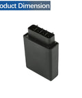 CDI Ignition Box Replacement for 650 H1 ATV 2006 2007 2008 2009 0824-038 shown with connector and product dimension label