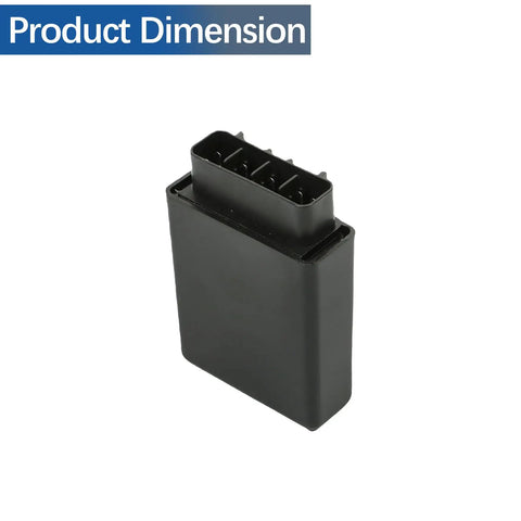 CDI Ignition Box Replacement for 650 H1 ATV 2006 2007 2008 2009 0824-038 shown with connector and product dimension label