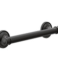 12 Inch Matte Black Stainless Steel Bathroom Grab Bar For Safety, ADA Compliant, Heavy Duty Support, Traditional Design