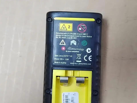 Back view of Designed For DISTO D5 Laser Distance Meter with technical specifications on the casing.