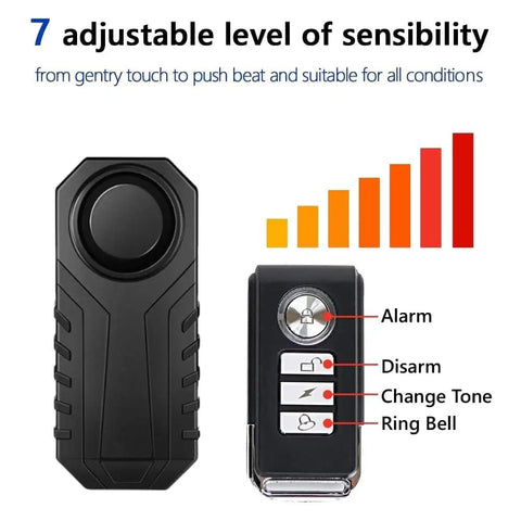 Crazy Loud 113dB Bike Alarm With Remote For Anti Theft Wireless Vibration And Motion Sensor IP55 Waterproof Bicycle Motorcycle Bell KS SF22R Three Volume Levels For Outdoor Security