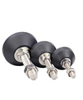 Heavy Duty Adjustable Leveling Feet For Furniture And Machinery Rust Proof Nylon Steel Glide Pads with Swivel Ball Base, sizes 50mm, 40mm, and 30mm.