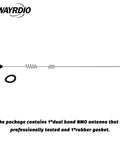 Dual Band 17 Inch NMO Mobile Antenna For VHF UHF 144/430 MHz Radios, 50 Ohm, Omni Directional, 150W, with rubber gasket