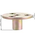 30Pcs M6 M8 M10 Brad Hole Tee Nuts with beefy round base showing dimensions, carbon steel, zinc plated.