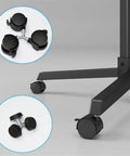 Hassle Free Stainless Steel Mobile Standing Desk With Multifunctional Computer Table Setup featuring wheels for mobility.