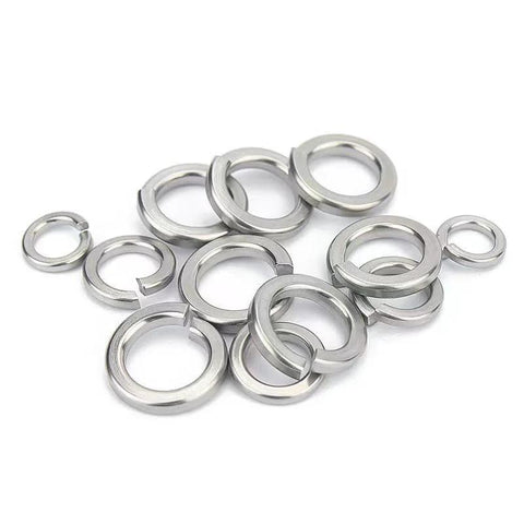 Set of 10 M18 metric split lock washers, 304 stainless steel, for screws and bolts.