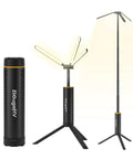 Telescopic Camping Lantern With 15600mAh Rechargeable Battery, 1000x3 Lumens Rotating Light For Tent And Outdoor Use, Black