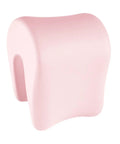 Light pink neck support memory foam pillow shaped for office chair and desk comfort, adjustable slow return headrest cushion.