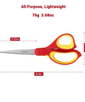 Left Handed 8.5 Inch Heavy Duty Scissors 3 Pack, all-purpose scissors with stainless steel blades and red-yellow grip