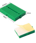 Green 170-point solderless breadboard from 48 Pcs Mini Breadboard Kit With 170 Point Solderless Prototyping Boards For Arduino Projects