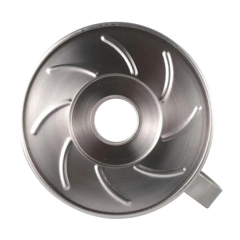 Top view of Pour Over Coffee Dripper With Stainless Steel Cone Filter, showcasing V-shaped grooves and handle for easy clean and use
