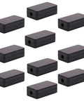 Ten Pack Heavy Duty ABS Plastic Electronic Project Enclosures Black Wiring Junction Boxes 1.89 X 1.02 X 0.61 Inches in various angles.