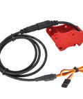 CNC Metal Quick Hitch Connector For 1 16 Scale Hydraulic Rc Bucket Changer Upgrade with red attachment and wires.