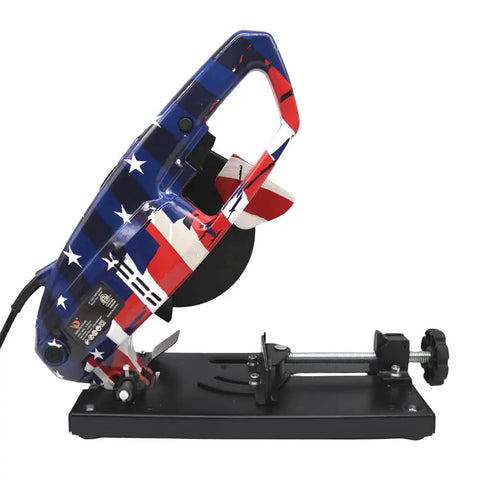 6 Inch Chop Saw Cut Off Saw with 610W Motor, 8000 RPM, compact design, side view, American flag design, metal cutting tool