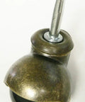 Heavy Duty Antique Brass Ball Casters With Run Slick PVC Rolling Wheels And Socket Stem Base, close-up view of caster with socket stem.