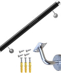 Solid As A Rock Black PVC Railing Kit With Non Slip Banister Spindles And Wall Mount Brackets includes handrail and brackets.