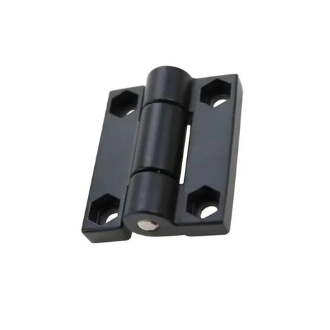 Front view of square torque-damping hinge, zinc alloy, black, 1 piece