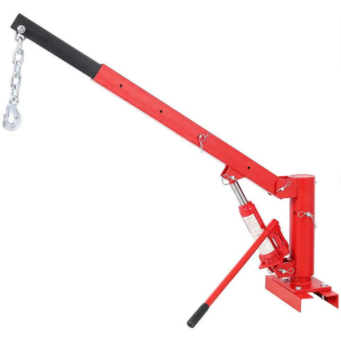 1000 Lb Engine Hoist Cherry Picker Telescopic Boom with swivel base for manual hydraulic lifting in red color.