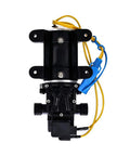 Top view of 12V DC Self Priming Water Pump with 1.6 GPM Diaphragm 65 PSI Half Inch NPT Runs Dry Anti Vibration Design.