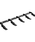 Heavy Duty 46 Inch Bucket Tooth Bar With 5 Tough Teeth For Tractor Loader And Skid Steer Bolt On Curved Design, black metal with five curved teeth.