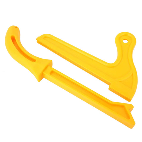 2 Pack Push Sticks For Woodworking Safety, Yellow Plastic Push Blocks With Ergonomic Handles shown side by side