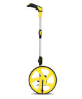 QERTYHKK Foldable Measuring Wheel Distance Measurement Tools Meter/Feet with yellow wheel and ergonomic handle design.
