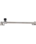 Side view of stainless steel hatch lid stay with black adjustment knob and dual mounting brackets for boats