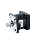 Rock Solid Nema 34 Planetary Gear Reducer Unit High Precision Low Noise Stepper Motor Drive Gearbox side view with silver shaft.