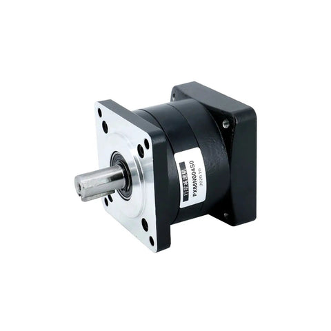 Rock Solid Nema 34 Planetary Gear Reducer Unit High Precision Low Noise Stepper Motor Drive Gearbox side view with silver shaft.