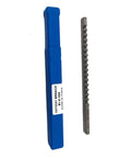 Push Type C Broach Cutting Tool 5/16 Inch Size With Shim next to blue case, visible teeth ideal for CNC metalworking machining tools.