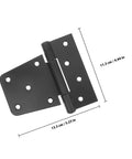 Heavy Duty Black Gate Hinges 3.5 Inch Weld On Barrel Hinges For Wood Fence And Barn Doors 2 Pack shown with dimensions