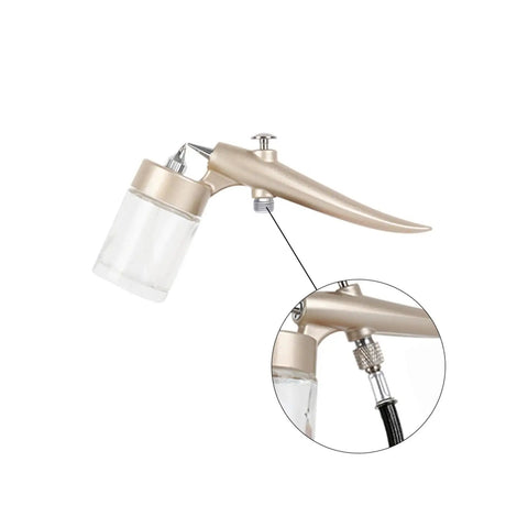 Dual Action Portable Airbrush Paint Spray Pen With 20Cc Cup Totally Grip And Go Design Self Cleansing Lightweight Handle close-up angle showing the reservoir.