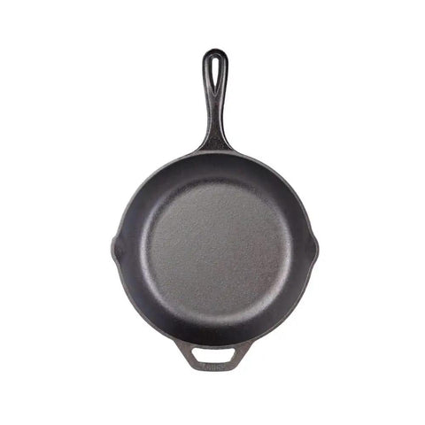 10 Inch Preseasoned Cast Iron Skillet With Ergonomic Handles, Pour Spouts, And Durable Build For Searing Steaks
