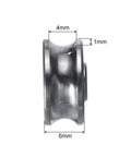 Smooth Operator U Groove Track Guide Bearings 8 Pack With Rock Solid Abec 3 Chrome Steel Linear Rollers 4Mm X 13Mm X 6Mm Sealed Wheel Runner side view measuring 4mm width, 6mm diameter.