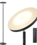 32W 2600LM LED Torchiere Floor Lamp with Remote, Super Bright Living Room Light, detailed lamp head and remote