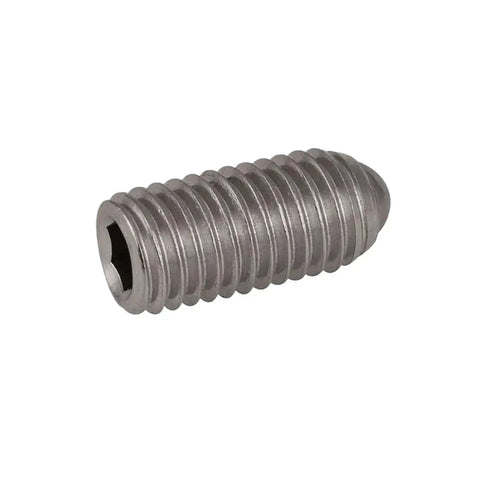 Rock Solid 304 Stainless Steel Spring Plunger M6 Grub Bolt Featuring Precision Ball Detent Fastener 30mm Long No Sweat Heavy Duty Set Screw For Garage Builds And Shop Fixes 10 Pack, M6 grub screw with hex socket design.