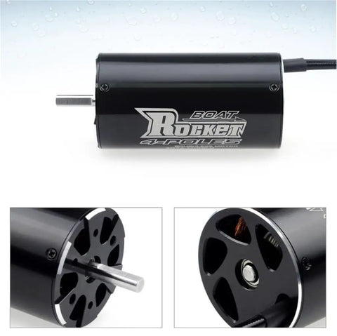 Top Shelf 4074 Brushless Motor Paired With Water Cooling Jacket For Remote Boats High Torque Heavy Duty Billet Aluminum Build side view