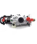 Heavy Duty Fuel Injection Pump For Diesel Trucks 3230F583T side view showing metal components and dual fuel lines.