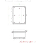 Dimensions and top view of Heavy Duty Waterproof Electrical Junction Box With Hinged Lid Rock Solid Ip67 Abs measuring 7.1x5.1 inches.