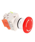 Red Mushroom Emergency Stop Push Button Switch, Latching DPST With 1 NO 1 NC Contacts, 10A 660V, Red LED Indicator, Panel Mount