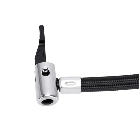 Flexible 30cm Tire Inflator Extension Hose With Auto Locking Chuck For Cars Trucks Motorcycles Road And Mountain Bikes Air Pump Adapter Reaches Awkward Valve Stems No Sweat Inflation Effortless Straight Up Solid Gear Setup black braided hose with silver chuck
