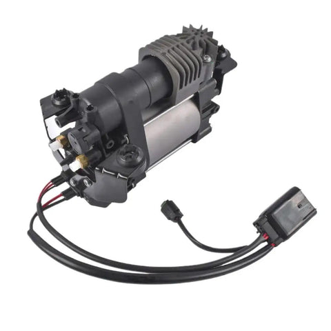 Premium Electric Air Suspension Compressor Pump For Tesla Model S Sedan 2012 To 2017 Plug And Play Direct Fit Swap For 600640300A, side view with connections.