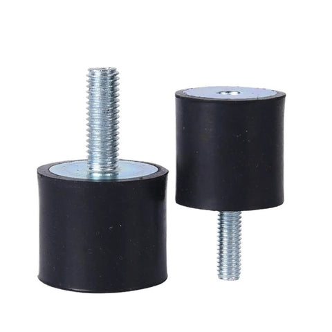 Heavy Duty Rubber Shock Absorber Studs With Pro Male To Female Threading For Solid Machinery, showing different sizes.