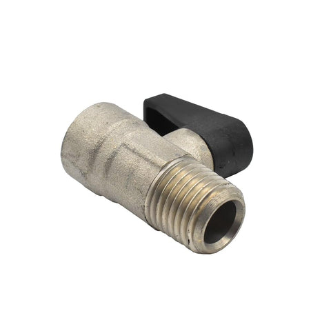 VP40 One Quarter Inch MPT Mini Drain Valve For Air Compressors, Brass Body, Zinc Plated, Plastic Handle, PTFE Seal