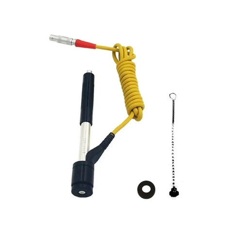 Pro Grade Digital Leeb Hardness Tester For Portable Steel And Metal Alloy Gauging featuring a measuring probe with coiled cable.